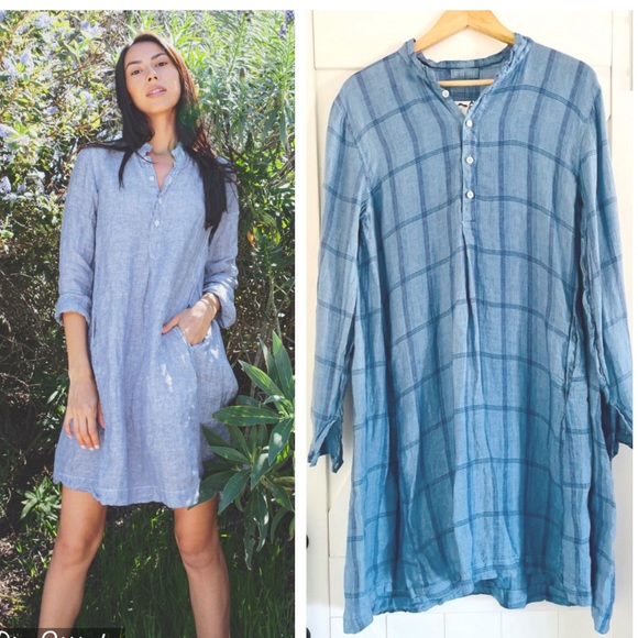 CP Shades Tops - NWT CP Shades Linen Jasmine Plaid Print Tunic